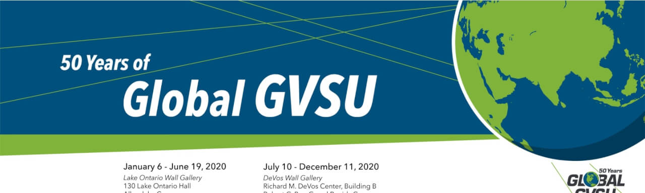 graphic with globe and text that reads "50 years of Global GVSU"